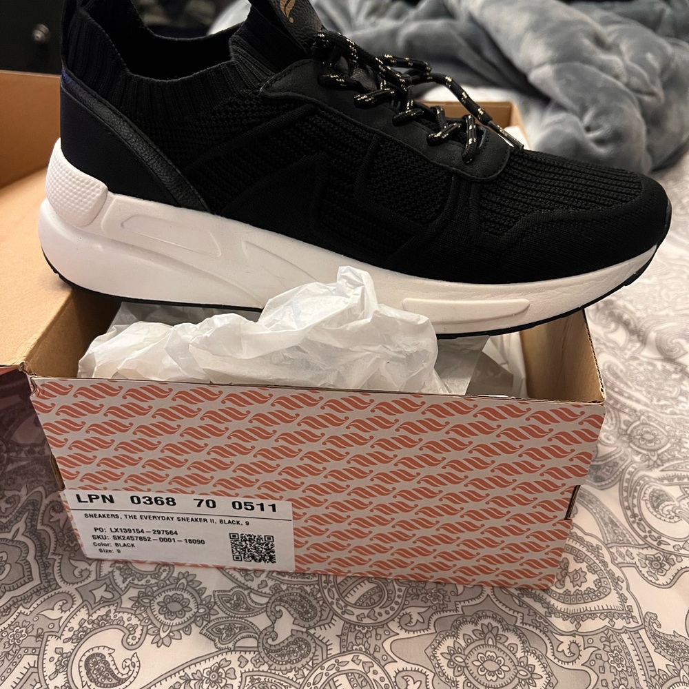 Black Knit Sneakers with White Sole